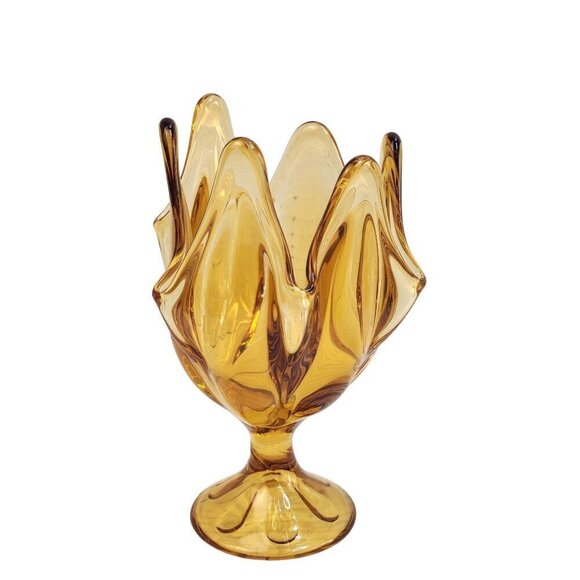 Amber Art Glass Swung Glass Candy Dish or Decorative Bowl, MCM Vintage 1960s - Picture 4 of 4